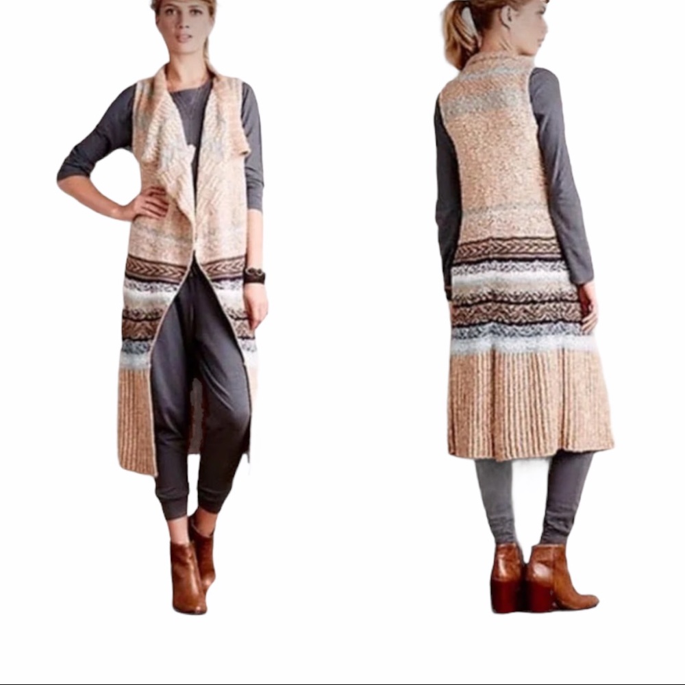 Anthropologie Sleeping on Snow long knit vest | Size M